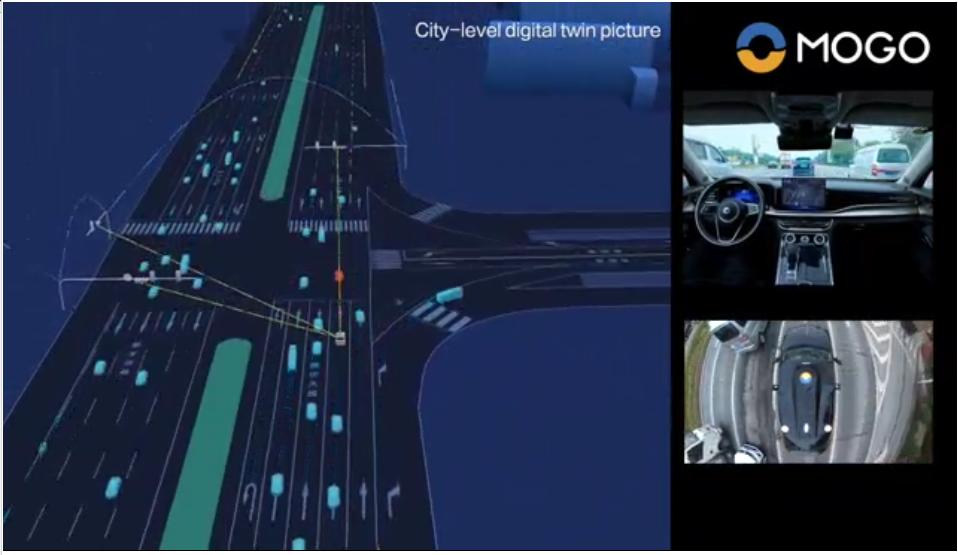 自动驾驶车辆在蘑菇AI数字道路基站辅助下提前避让汇入车辆