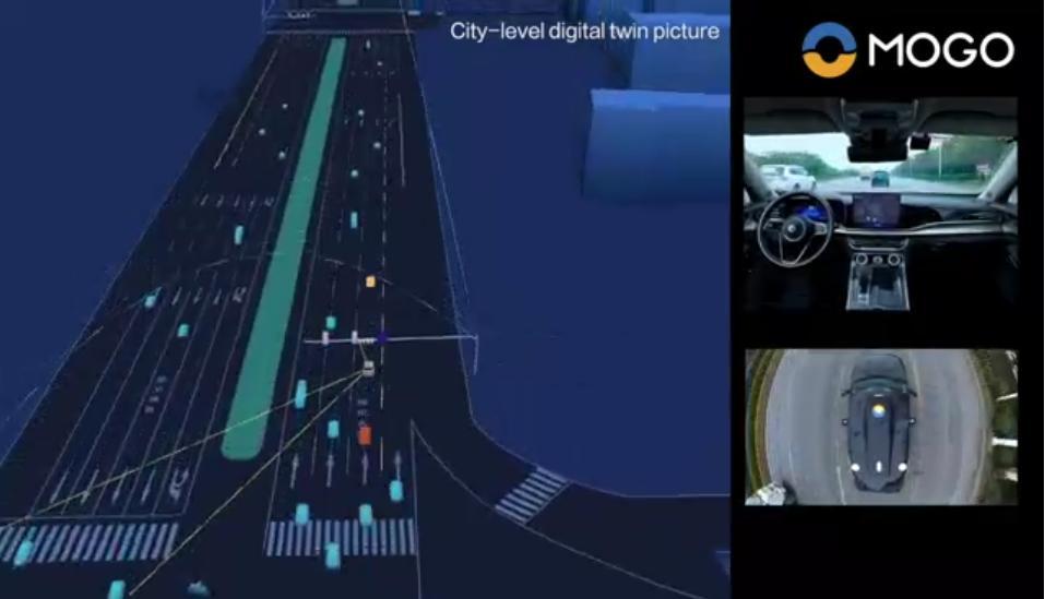 自动驾驶车辆和蘑菇AI数字道路基站进行交互